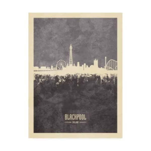 Michael Tompsett 'Blackpool England Skyline Gray' Canvas Art, 35x47, Trademark Fine Art, Mfr#: MT02729-C3547GG